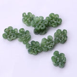Handcarved Chinese Flower Green Jade Beads for DIY Bracelets - 2pcs