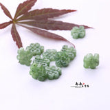 Handcarved Chinese Flower Green Jade Beads for DIY Bracelets - 2pcs