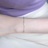 Ice Chalcedony Bracelet with Gourd Silver Pendant & Diamond Inlay