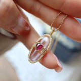 Heart-Shaped Chalcedony Pendant Necklace