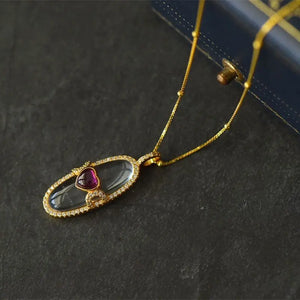 Heart-Shaped Chalcedony Pendant Necklace