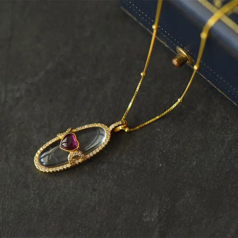 Heart-Shaped Chalcedony Pendant Necklace