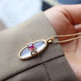 Heart-Shaped Chalcedony Pendant Necklace