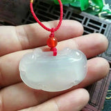 Natural Ice-White Agate Baby Longevity Lock Pendant