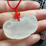 Natural Ice-White Agate Baby Longevity Lock Pendant