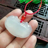 Natural Ice-White Agate Baby Longevity Lock Pendant