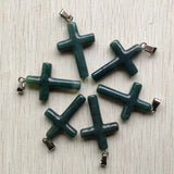 Natural Agate Cross Pendants for Necklaces 6pcs/lot