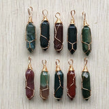 24pcs Natural Agates Gold-Plate Wire Pendants for Jewelry Making