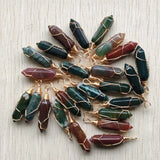 24pcs Natural Agates Gold-Plate Wire Pendants for Jewelry Making