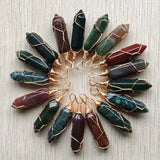24pcs Natural Agates Gold-Plate Wire Pendants for Jewelry Making