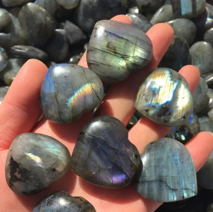 Labradorite Moonstone Sunstone Heart Pendant
