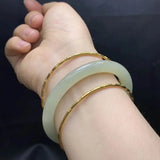 Natural Jadeite Cyan Jade Bangle Bracelet for Women