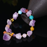 Jade Amethyst Bracelet Adjustable Bangle Hand-Carved Luck Amulet Gift