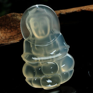 Natural Jade Australian Ice Jade Myelin Guanyin Yusa Jade Pendant