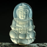 Natural Jade Australian Ice Jade Myelin Guanyin Yusa Jade Pendant