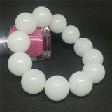 Natural Jade Bracelet Round Bead 18mm Amulet Men Women Fine Collection