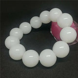 Natural Jade Bracelet Round Bead 18mm Amulet Men Women Fine Collection