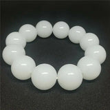 Natural Jade Bracelet Round Bead 18mm Amulet Men Women Fine Collection