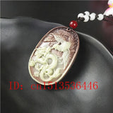 Hand-Carved Natural Jade Dragon Phoenix Pendant Necklace Charm