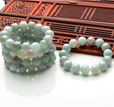 Hand-Carved Natural Jade Emerald 10MM Round Bead Bracelet