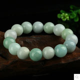 Hand-Carved Natural Jade Emerald 10MM Round Bead Bracelet