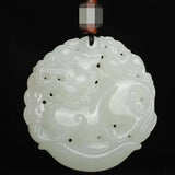 Green Jade Dragon Amulet Pendant Hand Carved Jewelry