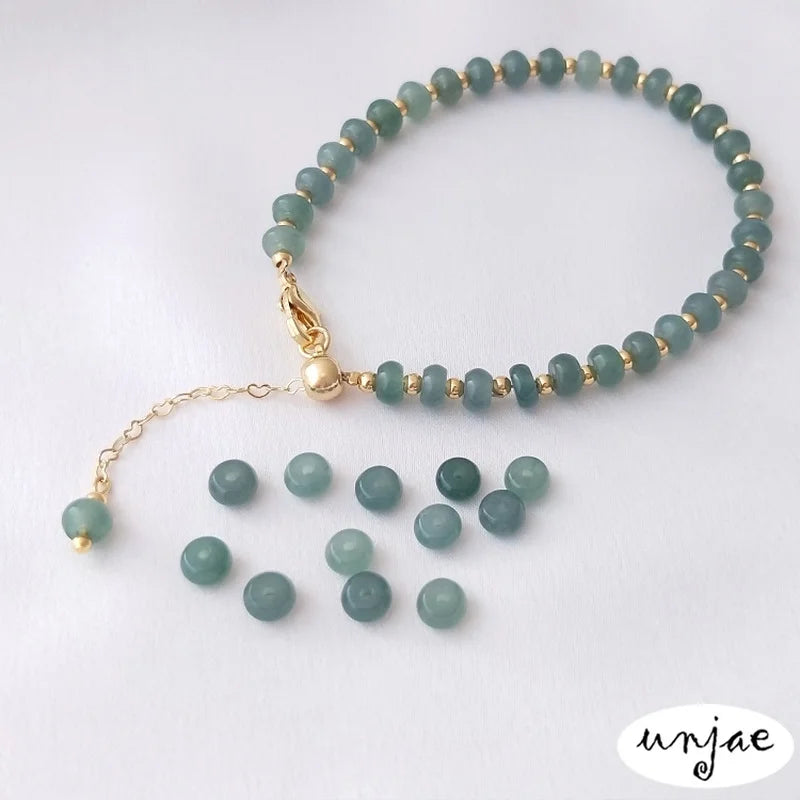 Natural Jade Beads Bucket Abacus Loose DIY Bracelet Material