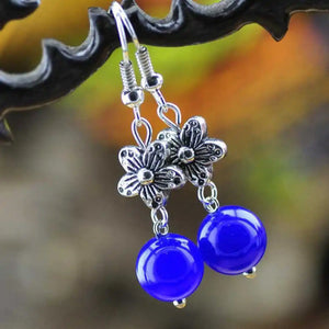 Natural Jade Chalcedony Earrings 18k Hook Classic Lucky Wedding Mother's Hallowe