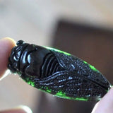 Jade Cicada Pendant on Rope Necklace