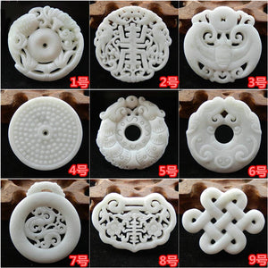 Natural Jade Double-Sided Hollow Pendant for Men and Women