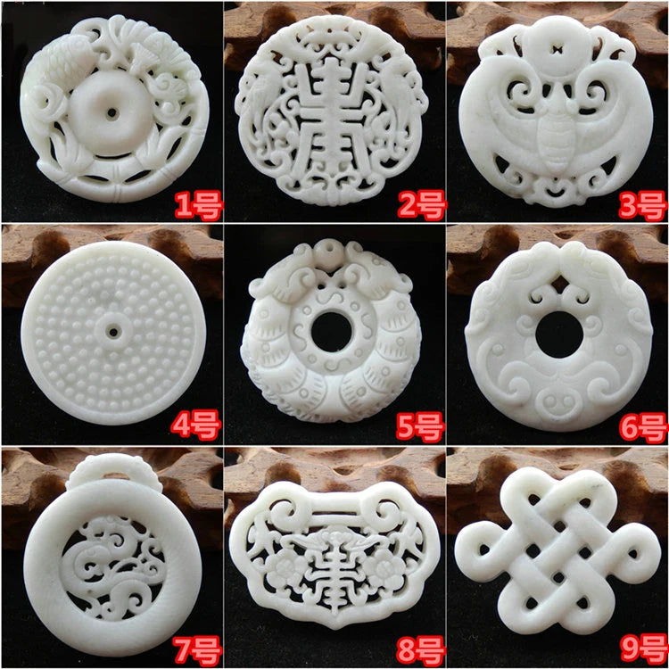 Natural Jade Double-Sided Hollow Pendant for Men and Women
