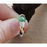 Jade Oval Egg Adjustable Ring Silver Jewelry