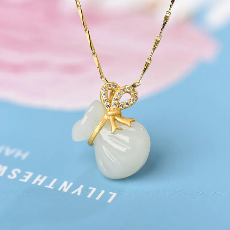 Hetian jade pendant Sterling Silver Necklace