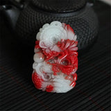 Natural Jade Dragon Pendant Amulet Necklace Hand Statue