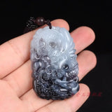 Natural Jade Dragon Pendant Amulet Necklace Hand Statue