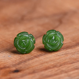 Green Jade Earrings with 925 Sterling Silver Jewelry for Women