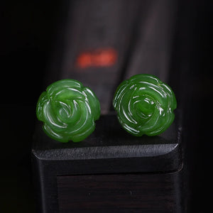 Green Jade Earrings with 925 Sterling Silver Jewelry for Women