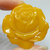 Natural Jade Yellow Jade Pendant Statue Jewelry Amulet Roses