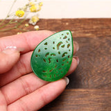 Natural Jadeite Drop Shape Hollow Out DIY Jade Pendant Earring Jade Accessories