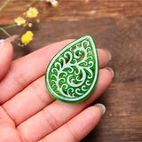 Natural Jadeite Drop Shape Hollow Out DIY Jade Pendant Earring Jade Accessories