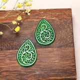 Natural Jadeite Drop Shape Hollow Out DIY Jade Pendant Earring Jade Accessories