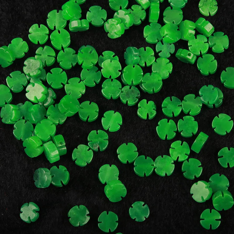 Genuine Green Jadeite Four-Leaf Flower DIY Bracelet - Women's Jade Bangle