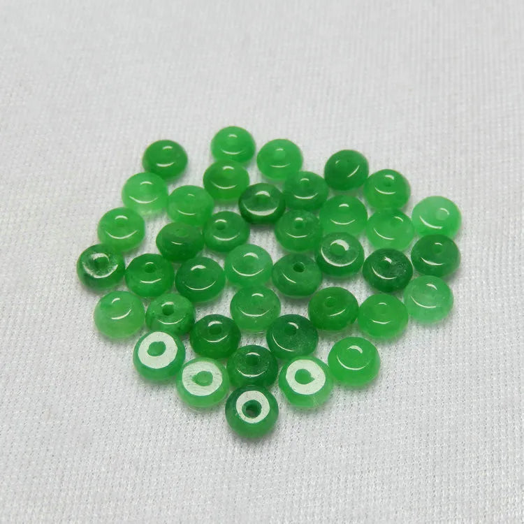 Natural Jadeite Hand-Carved Scattered Beads DIY Green Jade Bracelets Fitting