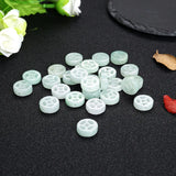 Natural Jadeite Handcarved Coin Beads DIY Jade Bracelets Necklace