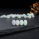 Natural Jadeite Handcarved Hollow Rice Beads DIY Jade Bracelets Necklace