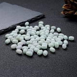 Natural Jadeite Handcarved Hollow Rice Beads DIY Jade Bracelets Necklace