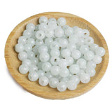 Natural Jadeite Handcarved Round Beads Big Hole DIY Jade Bracelets Necklace