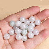 Natural Jadeite Handcarved Round Beads Big Hole DIY Jade Bracelets Necklace