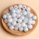 Natural Jadeite Handcarved Round Beads Big Hole DIY Jade Bracelets Necklace