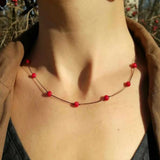 Red Coral Gemstone Pendant Necklace Thanksgiving Blessing All Saints